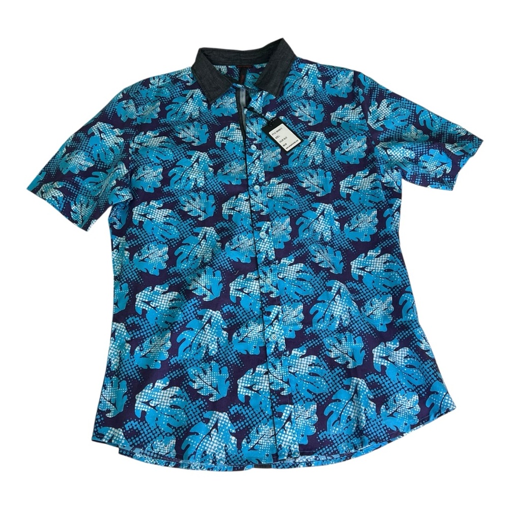 SMASH 100% Cotton Men's Blue Casual Button Up Shirt